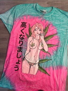Spencer's Pink & Teal Tie-Dye Anime Graphic Tee